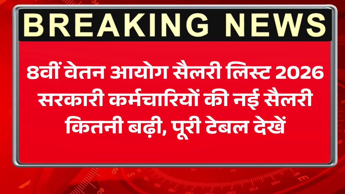 8वीं वेतन आयोग सैलरी लिस्ट 2026: सरकारी कर्मचारियों की नई सैलरी कितनी बढ़ी, पूरी टेबल देखें
